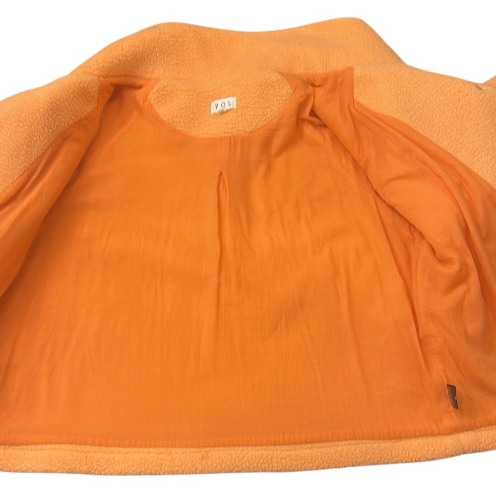 POL Snap Button Fuzzy Sherpa Long Sleeve Jacket Orange Women’s Size Small - Picture 5 of 8